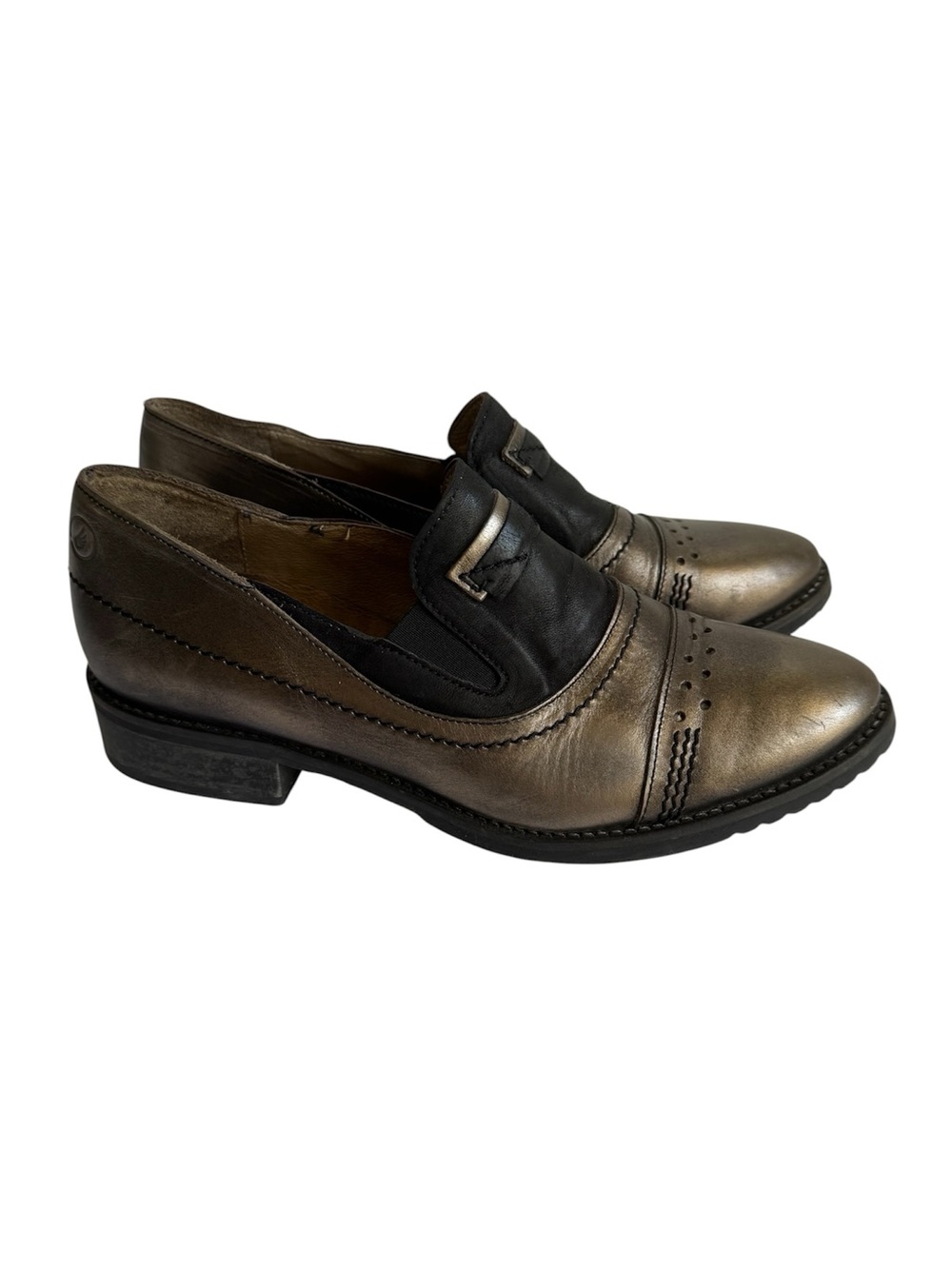 Casta Loafers Metallic Leather Shoes Slip On Vintage Style 39 - Picture 2 of 13